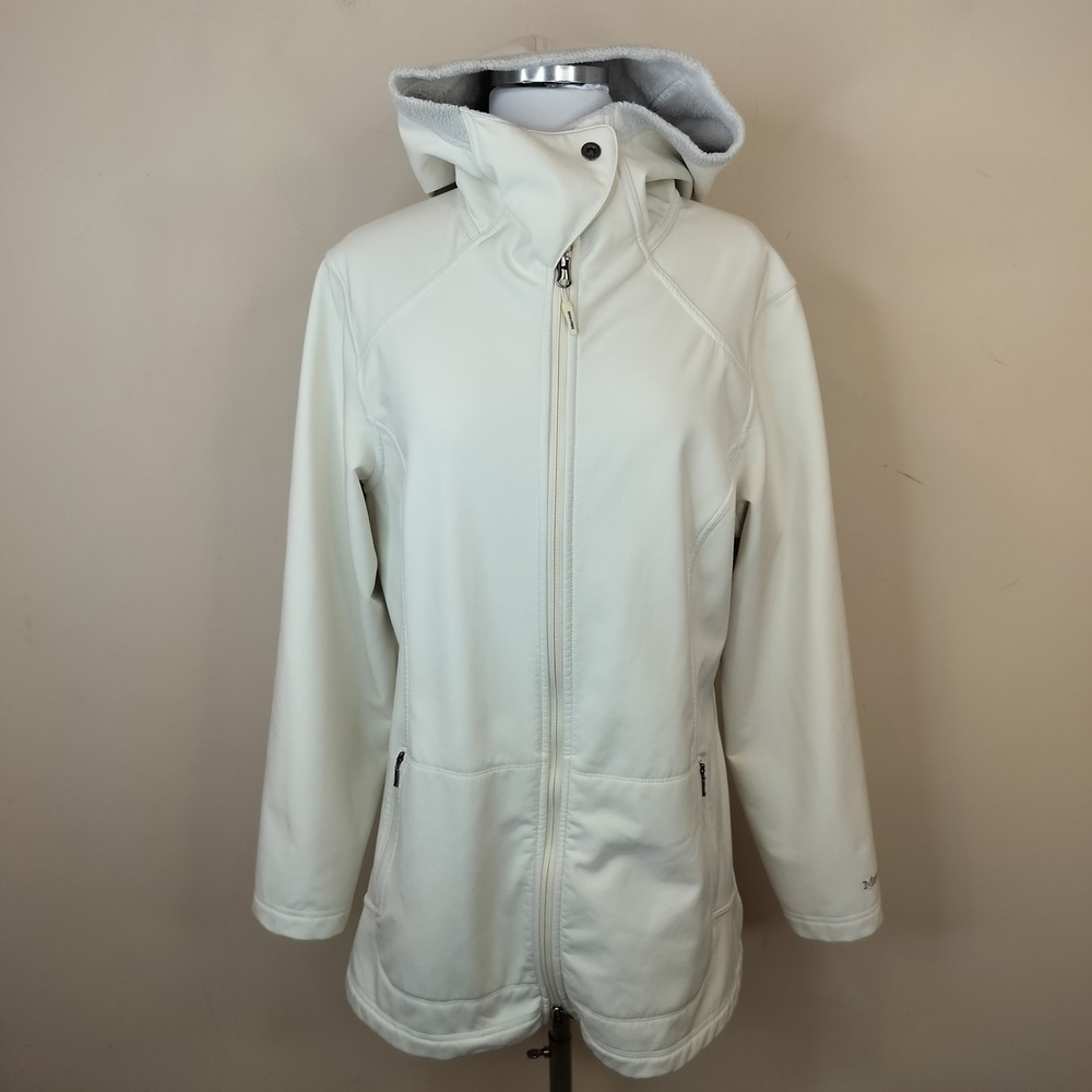 Marmot Fleece Lined Softshell Jacket XL Women's Hooded Zip Up Outdoor Cream